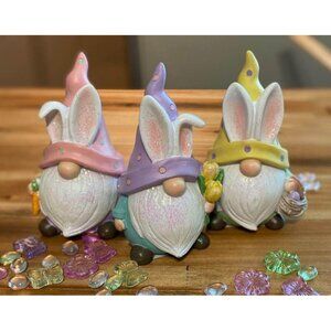 Set of 3 Easter Bunny ear gnomes Easter tiered tray Springtime decoration